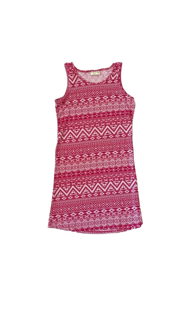 Bobbie Brooks Womens Tank Dress Pink White Soft Stretch Medium